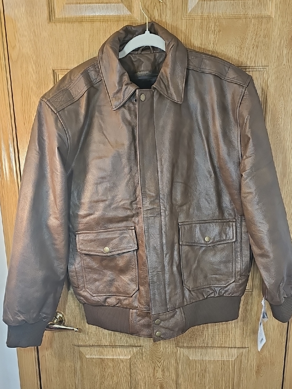 Men's Brown Leather Bomber Jacket